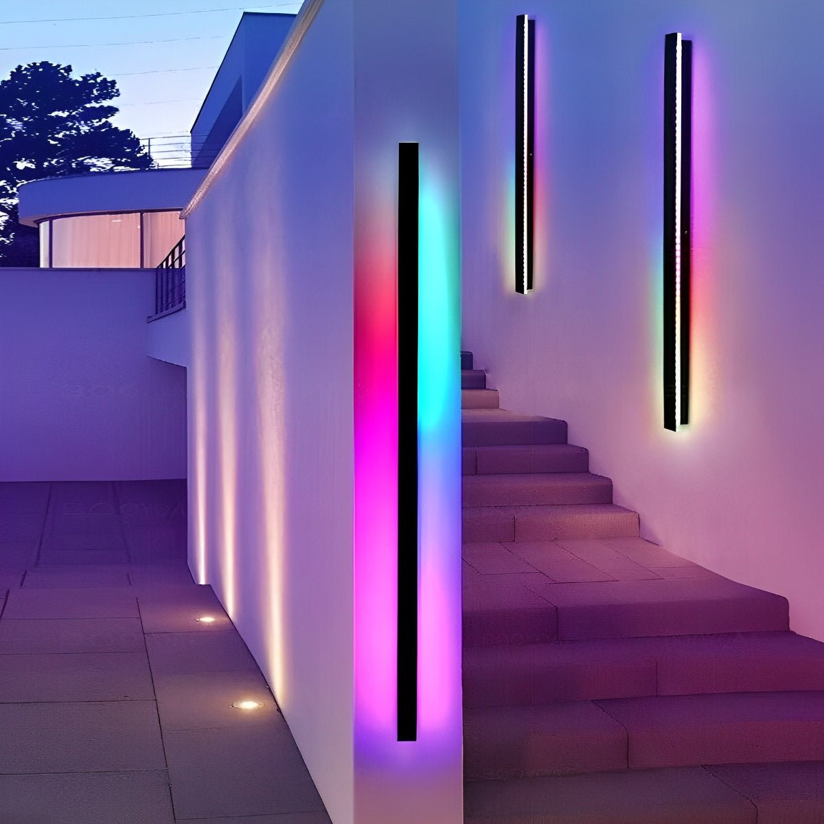 Black Long Strip LED RGB IP65 Waterproof Outdoor Wall Mount Lighting