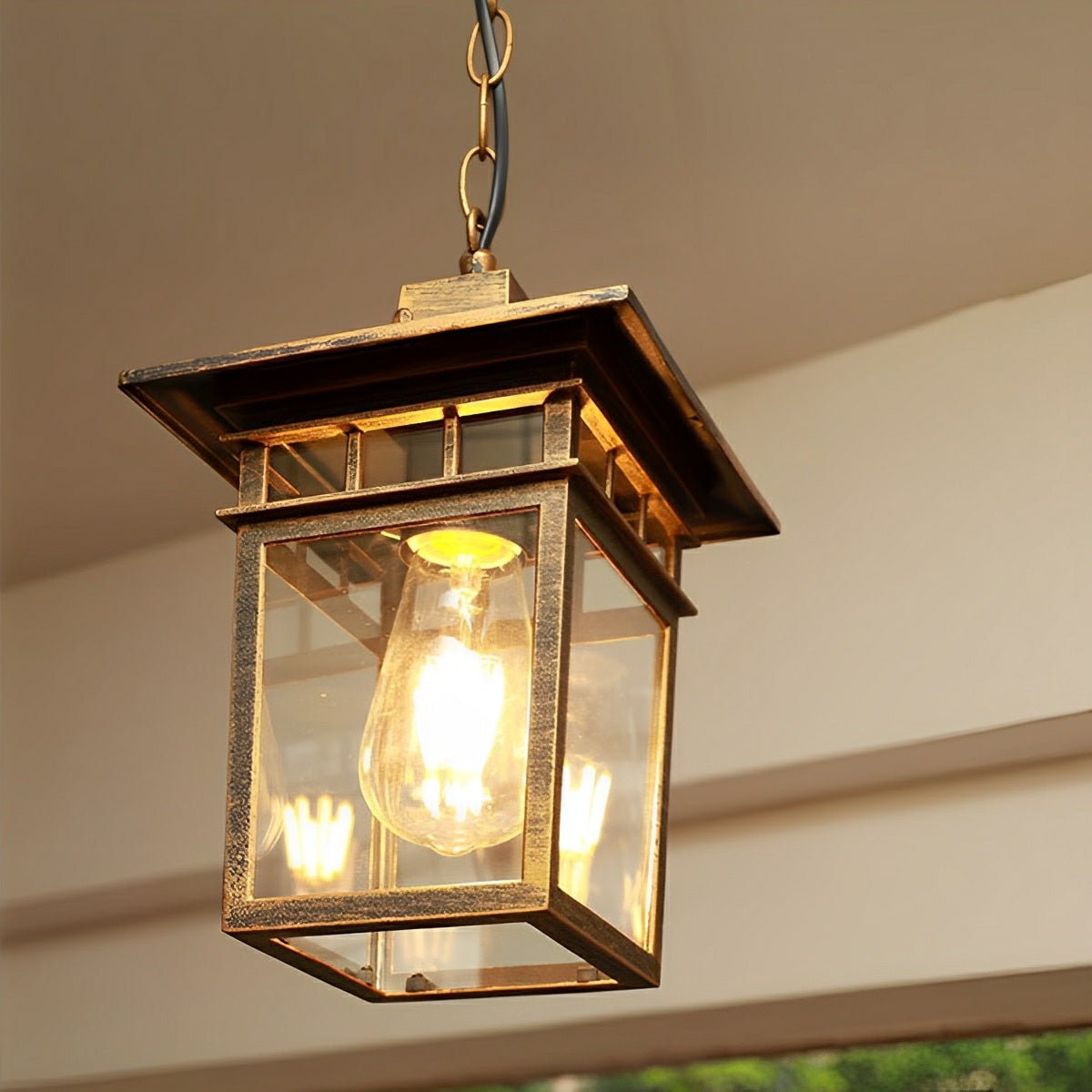 Vintage Rustic Square Waterproof Outdoor LED Lantern Pendant Lights