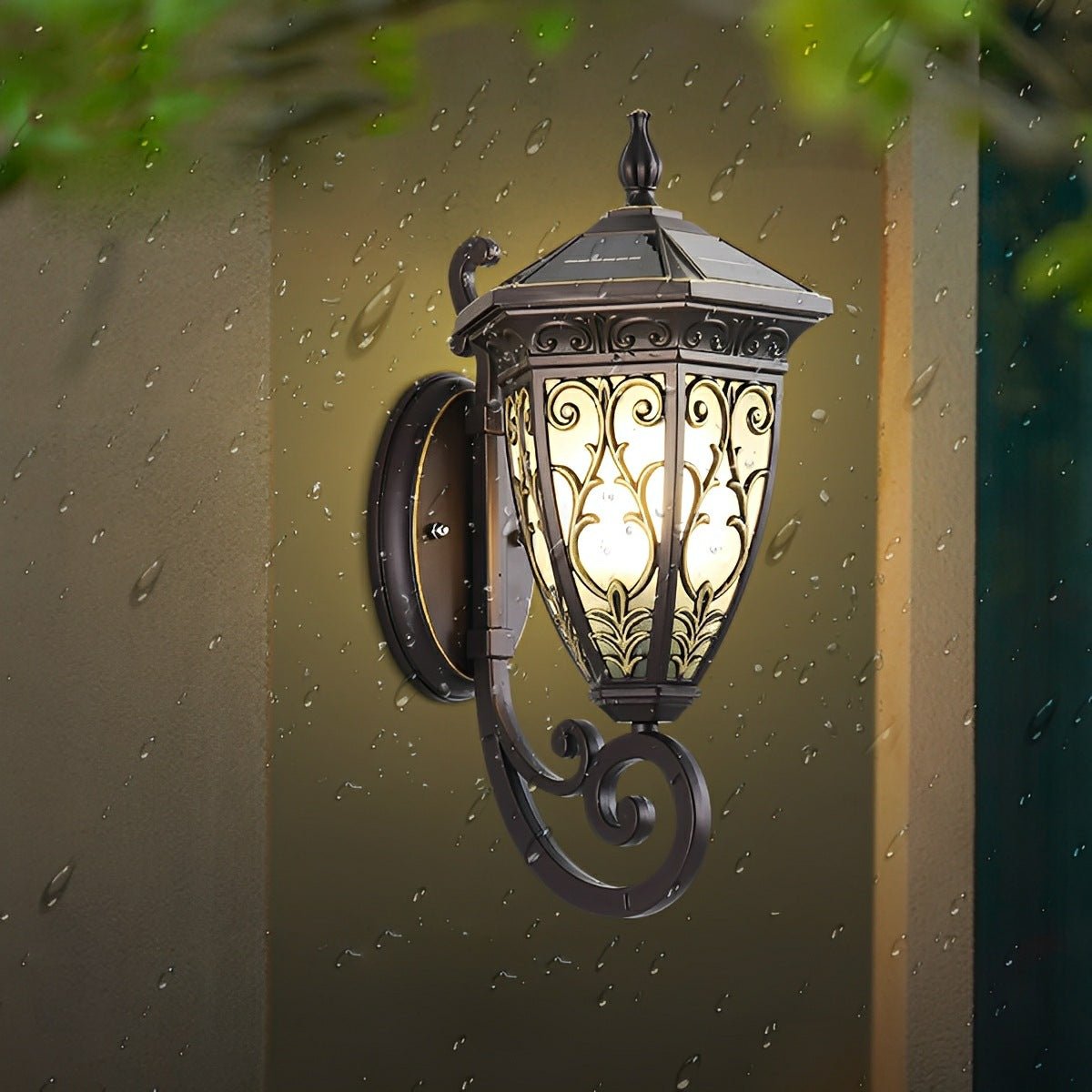 Vintage Waterproof Floral Pattern Outdoor LED Porch Wall Lights